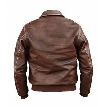 A2 Aviator Air Force Pilot Men Distressed Brown Leather Jacket